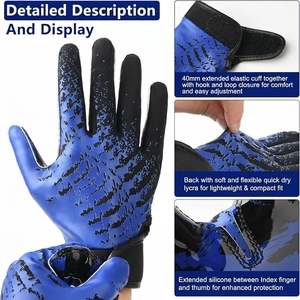 Full Finger Football Gloves <b>Blue</b> Black Sublimation Print Non Slip Outdoor Sport Unisex All Seasons Hook And Loop Closure - Product Image 4