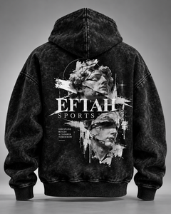 Sweat à capuche noir oversize délavé pour homme, imprimé statue grecque au dos, streetwear, pull, prix de gros personnalisé, prix abordable, OEM - Product Image 6