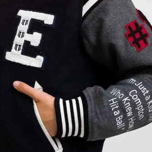 New Top Trending Custom Women's Wool Varsity <b>Jacket</b> Breathable Windproof Crop Flocking Wholesale Woven Winter Clothing - Product Image 4