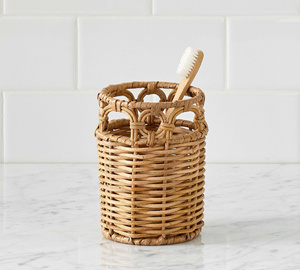 Juego de Accesorios de Baño de Ratán Natural, Caja de Pañuelos de Mimbre Tejida a Mano, Dispensador de Jabón y Bandeja para Hotel y Spa - Product Image 5