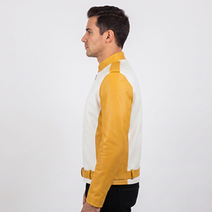 Chaqueta de Cuero para Motociclista para Hombre, Chaqueta de Cuero con Cuello Alto y Cinturón en la Cintura, Manga Larga, para Motociclismo al Aire Libre - Product Image 3