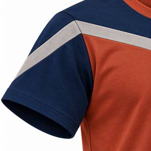 T-shirt à manches courtes pour homme, col rond, design sportif à blocs de couleur, coupe classique, séchage rapide - Product Image 3