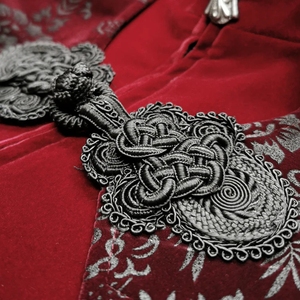 Abrigo Rojo de Vampiro y Diablo Estilo Steampunk Medieval para Venta al por Mayor, Ropa Gótica Vanguardista, Gabardina Ecológica para Fiestas, Damasco Victoriano Personalizado - Product Image 5