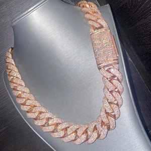 IGI Certified RATAN JEWELS14K Rose Gold Cuban Link <b>Necklace</b> Iced Out VVS Moissanite Diamond Hip Hop Luxury Chain Unisex for Men - Product Image 5