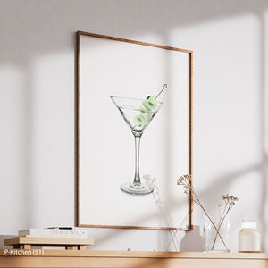 Festive Wall Decoration, Martini <b>Cocktail</b> Glass Illustration Artwork, Modern Bar Wall Art <b>Print</b> for Kitchen - Product Image 4
