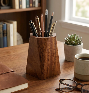 Natural <b>Solid</b> <b>Wood</b> Pen Holder Custom Decor Eco-Friendly Office <b>Desk</b> <b>Wood</b> Pencil Organizer Holder for Office Study Stationery - Product Image 6