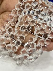 คริสตัลควอตซ์ธรรมชาติทรงหัวใจเจียระไน ขนาดประมาณ 6-7 มม. เส้นใยขนาด 8 นิ้ว - Product Image 4