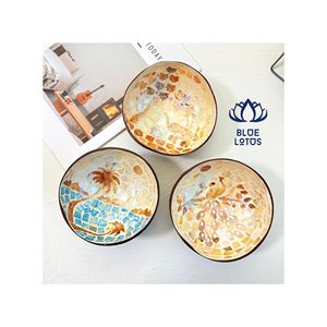 Blue Lotus Handmade Ceramic Mosaic Bowl Shell Inlay <b>Elephant</b> Design Oriental Carved Eco-Friendly Durable Decorative Bowls <b>Gift</b> - Product Image 1