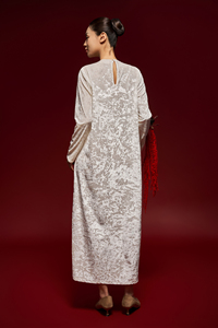 Robe midi décontractée en velours, col rond, manches classiques, taille ample, respirante, élégante, de luxe, OEM ODM - Product Image 5