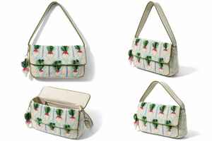 Bolso de Hombro/Bandolera Ajustable de Algodón con Diseño de Vegetales Hecho a Mano para Mujer, Estilo Vintage, Portátil, con Cierre Abierto, Mini - Product Image 2