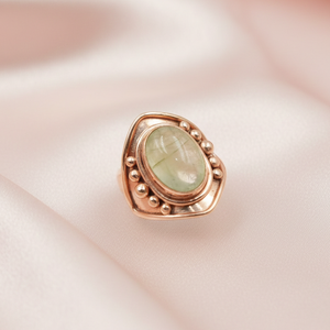 Natural Prehnite Gemstone <b>Ring</b> 925 Sterling Silver Rose Gold Yellow Gold Plated <b>Boho</b> Statement Adjustable <b>Ring</b> - Product Image 3