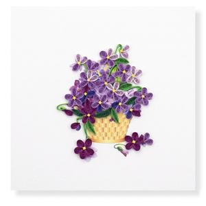Elegant Violet Flower Basket Quilling <b>Card</b> Handmade Greeting <b>Card</b> For Special <b>Occasions</b> 3D Purple Floral Quilled For Gifts - Product Image 1