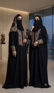 Base en georgette noire tricotée et brodée avec motif mandala circulaire à sequins pour veste ethnique, lehenga et abaya pour femme - Product Image 2