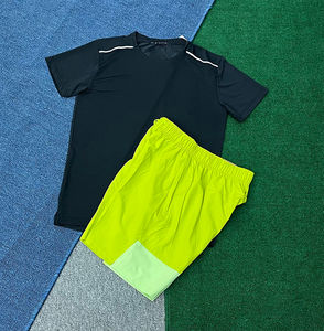 Summer Men's Reflective Lightweight Workout Gym Tracksuit Sports Casual Woven Solid <b>Short</b> Sleeve T Shirts <b>Shorts</b> <b>Skin</b> Friendly - Product Image 3