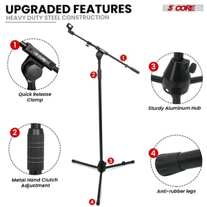 Support de microphone 5 tiges, 2 pièces, réglable, 82 pouces, avec bras télescopique en métal de 180 degrés - Product Image 5