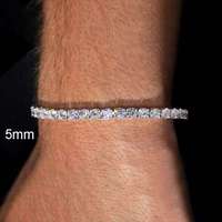 Pulsera de tenis de moissanita de 2mm, 3mm, 4mm, 5mm, 6.5mm, plata S925, color D, VVS, chapada en oro de 18k, estilo hip hop, unisex