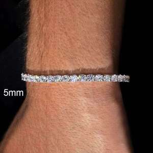 กำไลข้อมือเทนนิสโมอิสซาไนต์ขนาด 2 มม. 3 มม. 4 มม. 5 มม. 6.5 มม. เงินแท้ S925 สี D ระดับความสะอาด VVS ชุบทอง 18K ประดับเพชรเต็มวง สไตล์ฮิปฮอป เครื่องประดับสำหรับทุกเพศ - Product Image 4