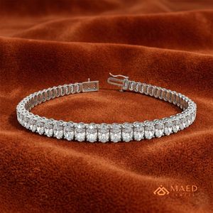 สร้อยข้อมือเทนนิสโมอิสซาไนต์ทรงบริลเลียนท์คัท สำหรับทุกเพศ ทำจากเงินแท้ 925 ชุบทองคำสีกุหลาบ สไตล์ฮิปฮอป เหมาะสำหรับเป็นของขวัญในโอกาสหมั้น งานปาร์ตี้ หรืองานแต่งงาน - Product Image 3