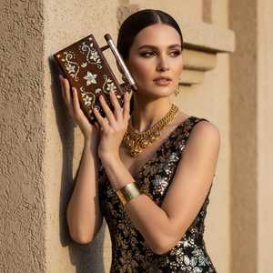 Pochette de soirée élégante en bois artisanal avec incrustation complexe en nacre et finition haut de gamme pour les cérémonies nuptiales par Casa Hub - Product Image 6