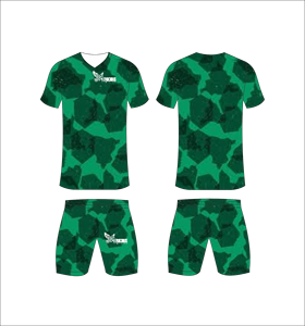 Conjunto de Uniforme de Fútbol Sublimado Personalizado, Patrón de Camuflaje Verde, Transpirable, de Secado Rápido, para Hombres, Niños y Jóvenes - Product Image 1