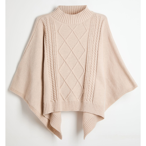 Suéter Casual de Mujer Personalizado de Alta Calidad, Tejido de Punto Trenzado, con Patrón Tropical a Cuadros, de Poliéster/Algodón, de Longitud Media, Estilo Chal - Product Image 1