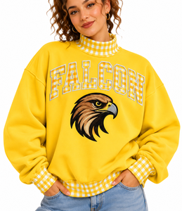 Custom Women’s Cotton Fleece <b>Mock</b> Neck Sweatshirt Oversized Fit Embroidered Front Logo Autumn Winter Streetwear - Product Image 5