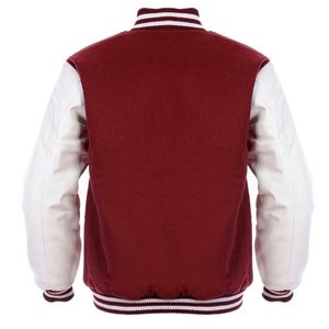 Nouveautés : Veste universitaire personnalisée pour homme, rouge et crème, avec lettre A brodée, fermeture à boutons sur le devant, style preppy, pour l'automne - Product Image 3