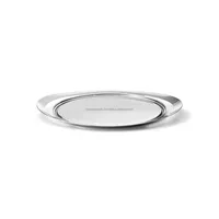 Plateau de service de luxe fait main en acier inoxydable, finition or brossé premium, design abstrait, multifonctionnel pour une décoration moderne
