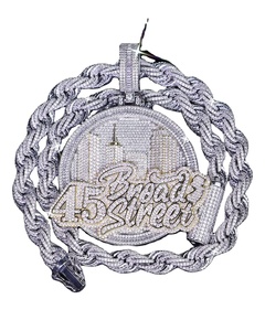 Lujoso superventas dos tonos 925 Plata moissanita diamante personalizado Hip Hop colgante diseño clásico joyería colgante helado - Product Image 1