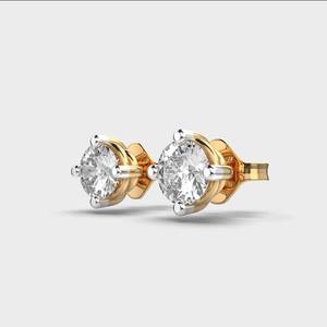 Pendientes de Diamantes Cultivados en Laboratorio con Certificación IGI, Corte Brillante Redondo, Oro Rosa/Amarillo/Blanco de 18K, Pendientes Solitarios de Diamantes con 4 Puntas - Product Image 2