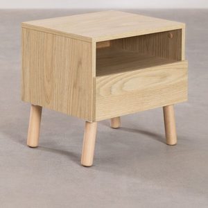 Modern Bamboo Nightstand Wooden Bedside <b>Table</b> 1 Drawer <b>Storage</b> <b>Side</b> Cabinet for Bedroom - Product Image 3