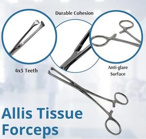 Forceps Allis manuels de haute qualité à dents en acier pour une adhérence antidérapante sur les tissus lors de la pratique chirurgicale et vétérinaire - Product Image 2