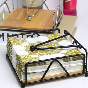 Solid Wood Napkin Holder for Western Restaurant Hotel Cafe Tabletop <b>Kitchen</b> <b>Paper</b> Tissue Box Durable Metal for Home Office - Product Image 6