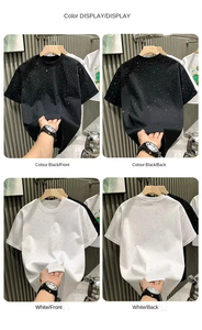 2026 Unisex T-Shirts Rhinestone High Quality Cotton Breathable Sparkly Graphic Eco-Friendly Streetwear Summer Short Plus Size - Product Image 6
