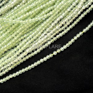 Natural Prehnite Micro Faceted Round Beads 2MM Tiny Prehnite Beads For Jewelry Making Wholesale Diamond Cut Faceted Loose Beads - Product Image 3