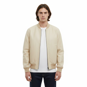 Blouson Bomber en Cuir Véritable Souple de Qualité Supérieure, Coupe Ajustée, Fermeture Éclair, Style Classique et Moderne, Design Personnalisé, Nouveau Modèle 2026 - Product Image 1