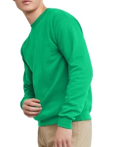 Sweat-shirt pull-over pour homme, vert, en molleton épais, respirant, coupe ample, de haute qualité, uni, pour l'hiver, en vente en gros. - Product Image 2