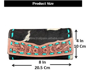 Portefeuille à trois volets en cuir usiné à la main de conception de luxe personnalisée pour les femmes porte-cartes en cuir véritable bloquant la RFID longs portefeuilles - Product Image 2
