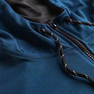 T-shirt à capuche à manches longues pour homme, couleur unie, avec plusieurs fermetures éclair, coupe ajustée, vêtements de sport pour homme, veste de course à pied - Product Image 5