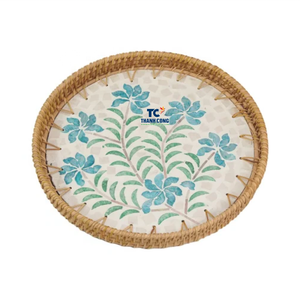 Exportateur fiable de plateaux en rotin nacre, décoration de table sophistiquée, plateau en rotin nacre, Vietnam - Product Image 1