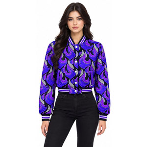 <b>Purple</b> Flame Print Men's Bomber <b>Jacket</b> Turn-down Collar Casual Autumn Wear Regular Fit Polyester Material Women Satin <b>Jackets</b> - Product Image 5
