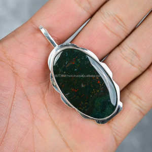 จี้เงินแท้ 925 ชุบทองคำขาว งานแฮนด์เมด สไตล์โบฮีเมียน ประดับพลอยบลัดสโตน สำหรับสร้อยคอหมั้นผู้หญิง - Product Image 3