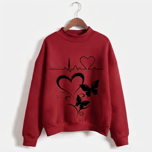 Ostriya Intl 2026 Women 100% Cotton Lightweight Embroidered Front Sweatshirt Loose Fit Oversized Winter Solid Turtleneck - Product Image 4