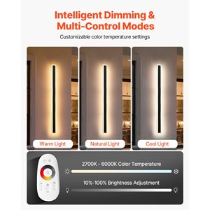 Lampade da Parete per Esterni RGB Moderne, Confezione da 2, 100 cm, Impermeabili IP65, 2700K/6000K, Alimentazione AC - Product Image 6