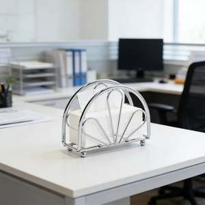 <b>Silver</b> Metal <b>Napkin</b> Ring Holder Semi Circle Stand Wedding Table Decoration - Product Image 4