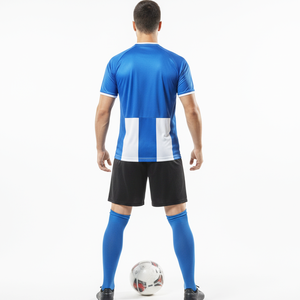 Retro Soccer Jersey in Blue and White Color Dry Fit Polyester the Fabric Actively Wicks Sweat Away from Body Football Jerseys - Product Image 5