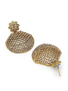 Parure de bijoux pour femme en alliage de zinc plaqué or, avec collier et boucles d'oreilles, ornée de cristaux, strass et perles d'imitation, motif floral - Style vintage - Product Image 3