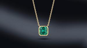 14K Gold Tiny Square <b>Emerald</b> Green Diamond <b>Pendant</b> Necklace Delicate Minimalist Solitaire Daily Wear Luxury Jewelry for Women - Product Image 5