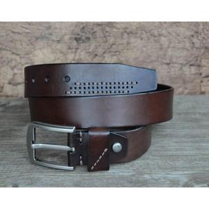 Ceintures pour hommes en cuir de vache écologique, boucle carrée en acier, style vintage, couleur marron, résistantes, imperméables, 3,8 cm B S - Product Image 1