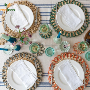 ชุดแผ่นรองจานเปลือกข้าวโพดแบบโบฮีเมียนออกแบบได้ตามต้องการโต๊ะรับประทานอาหารทำจากแก้วเป็นมิตรกับสิ่งแวดล้อมเสื่อสำหรับห้องครัวที่สะดุดตา - Product Image 6